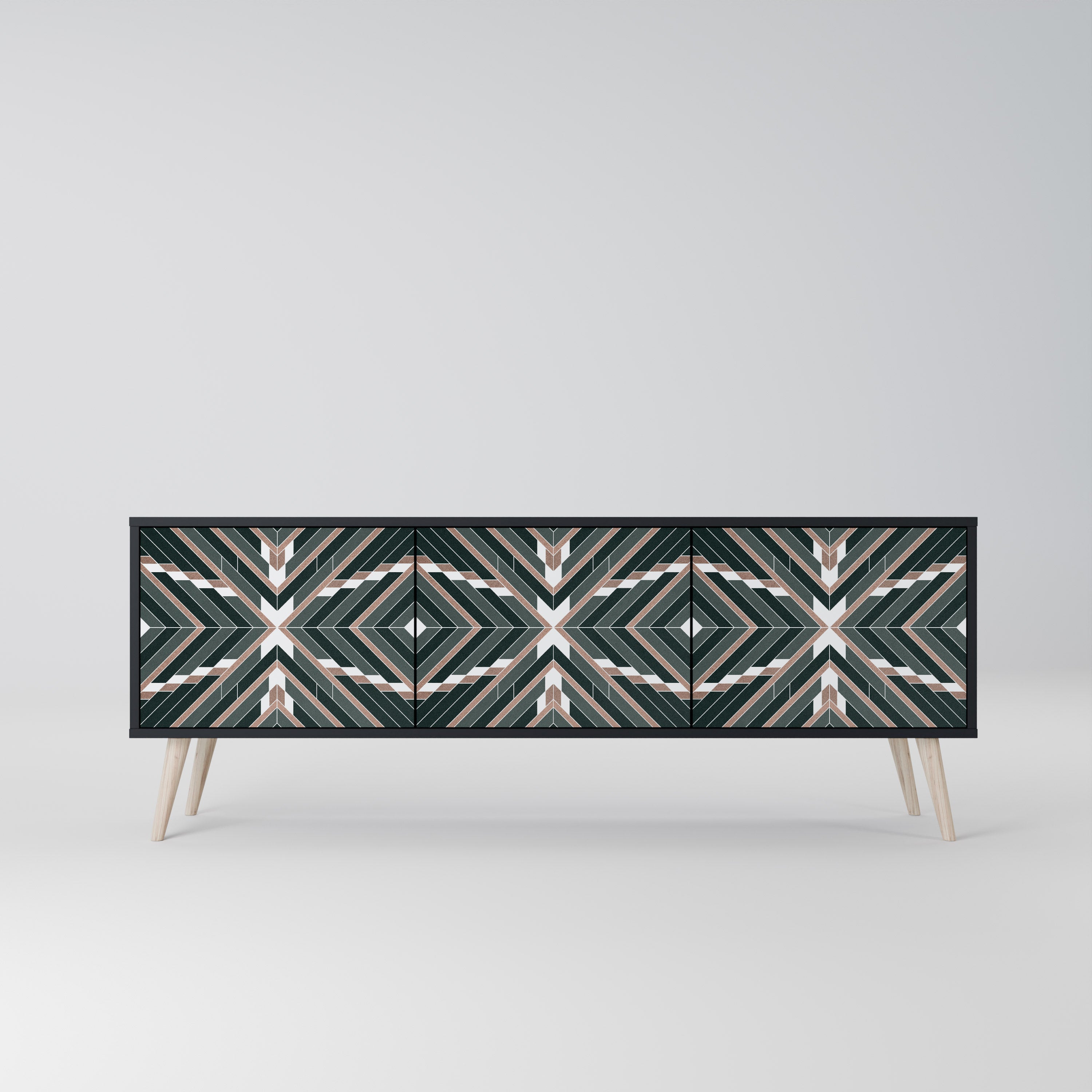 DIMENSION DELIGHTS Móvel de TV com 3 Portas em Acabamento Preto