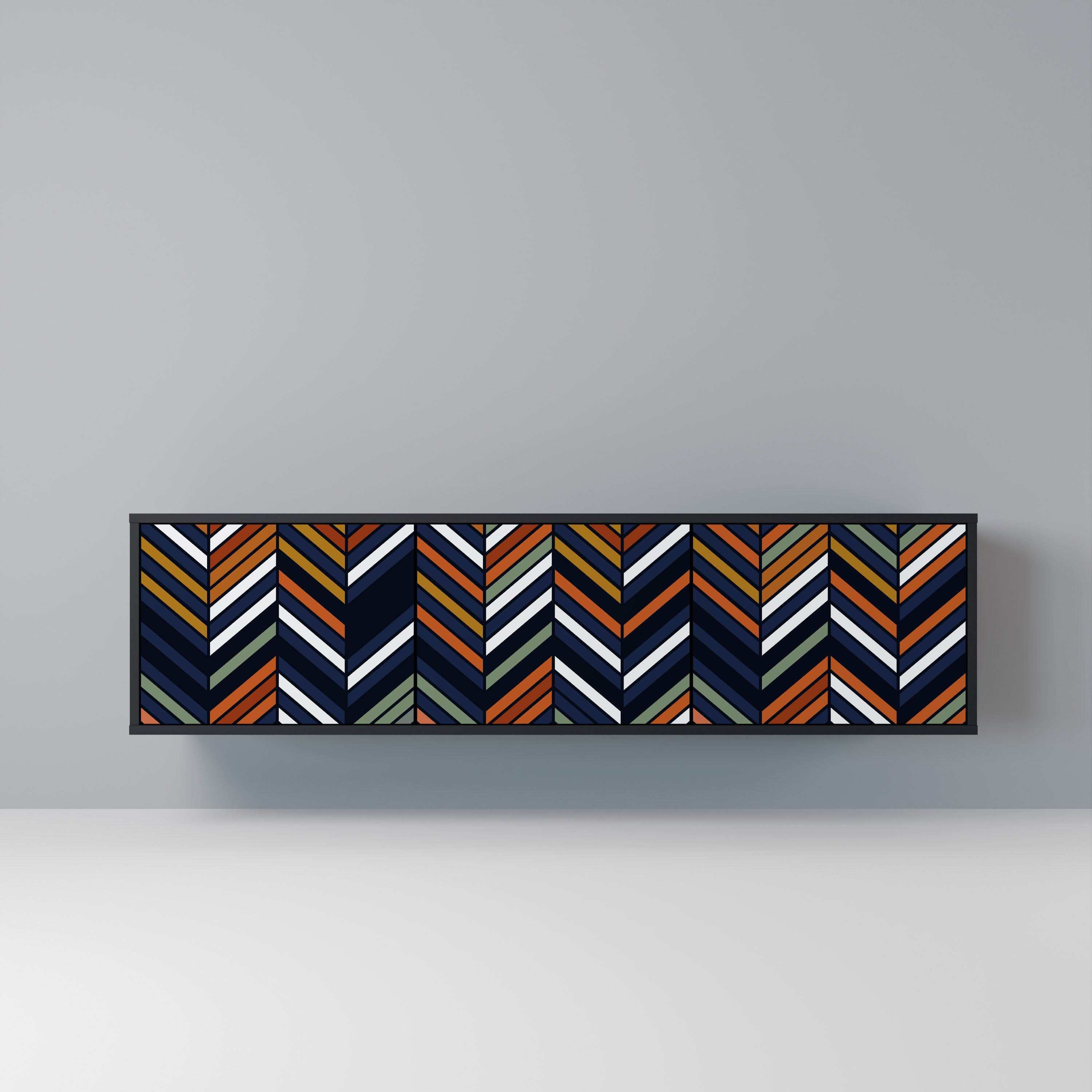 VIBRANT PATCHWORK Móvel de TV com 3 Portas em Acabamento Preto