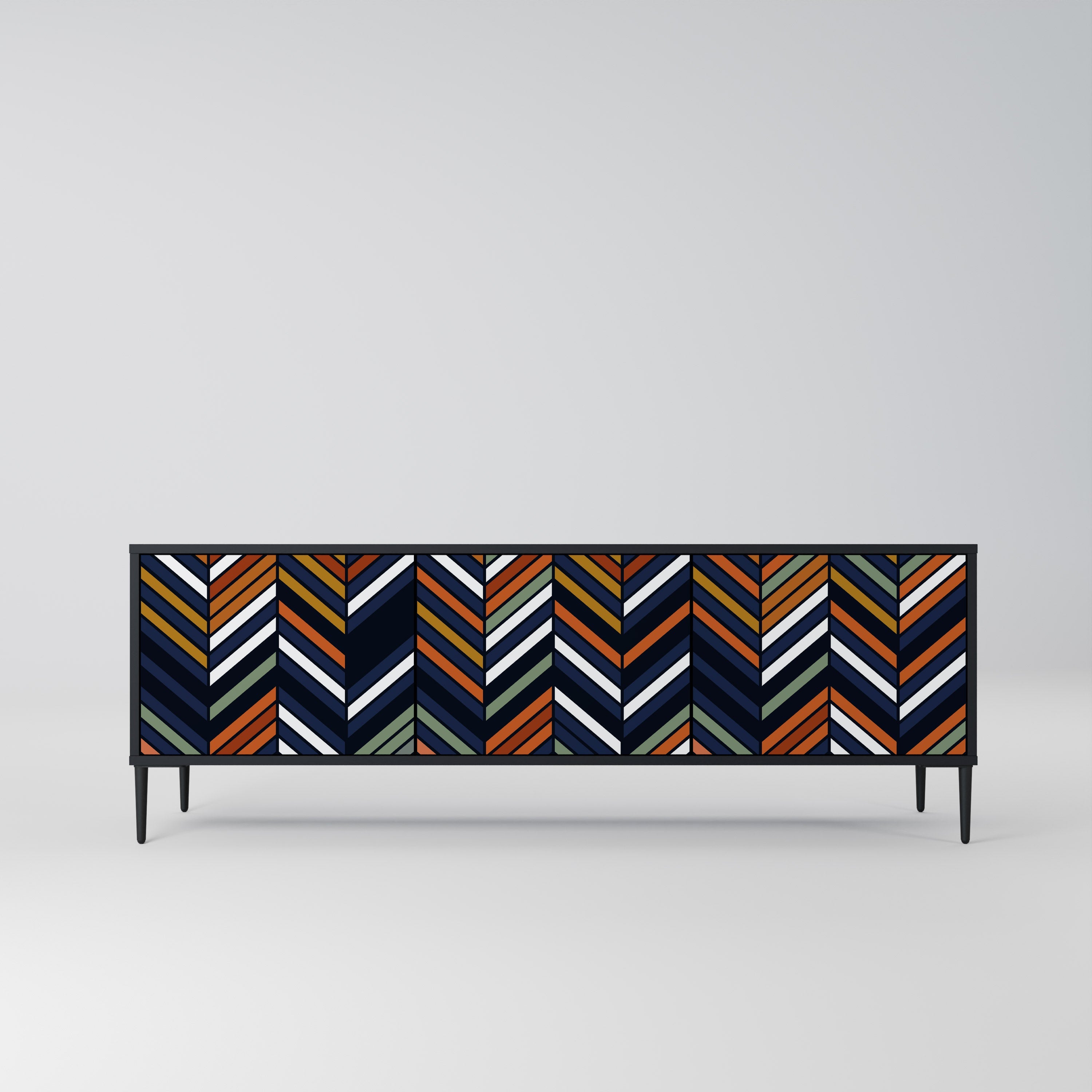 VIBRANT PATCHWORK Móvel de TV com 3 Portas em Acabamento Preto