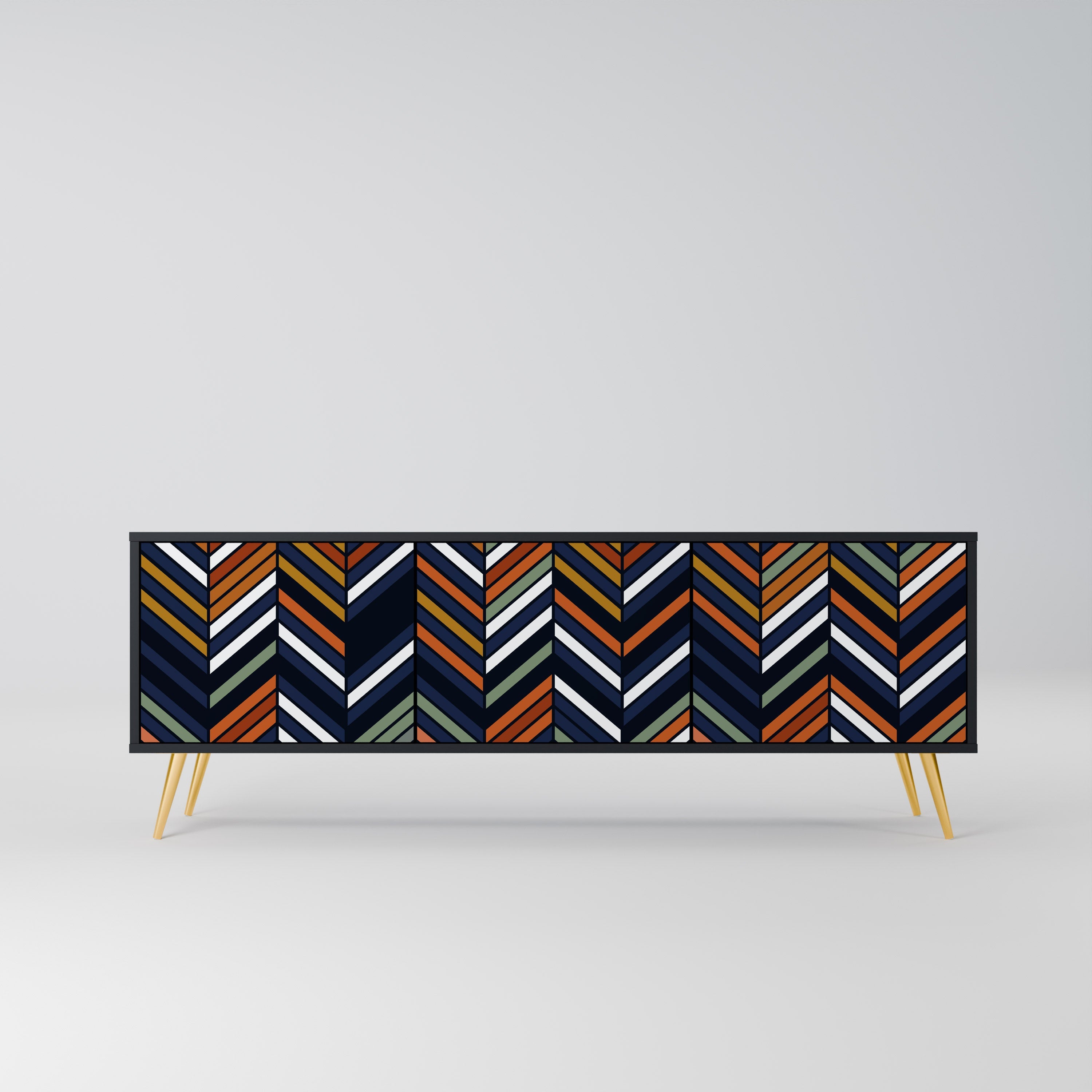 VIBRANT PATCHWORK Móvel de TV com 3 Portas em Acabamento Preto