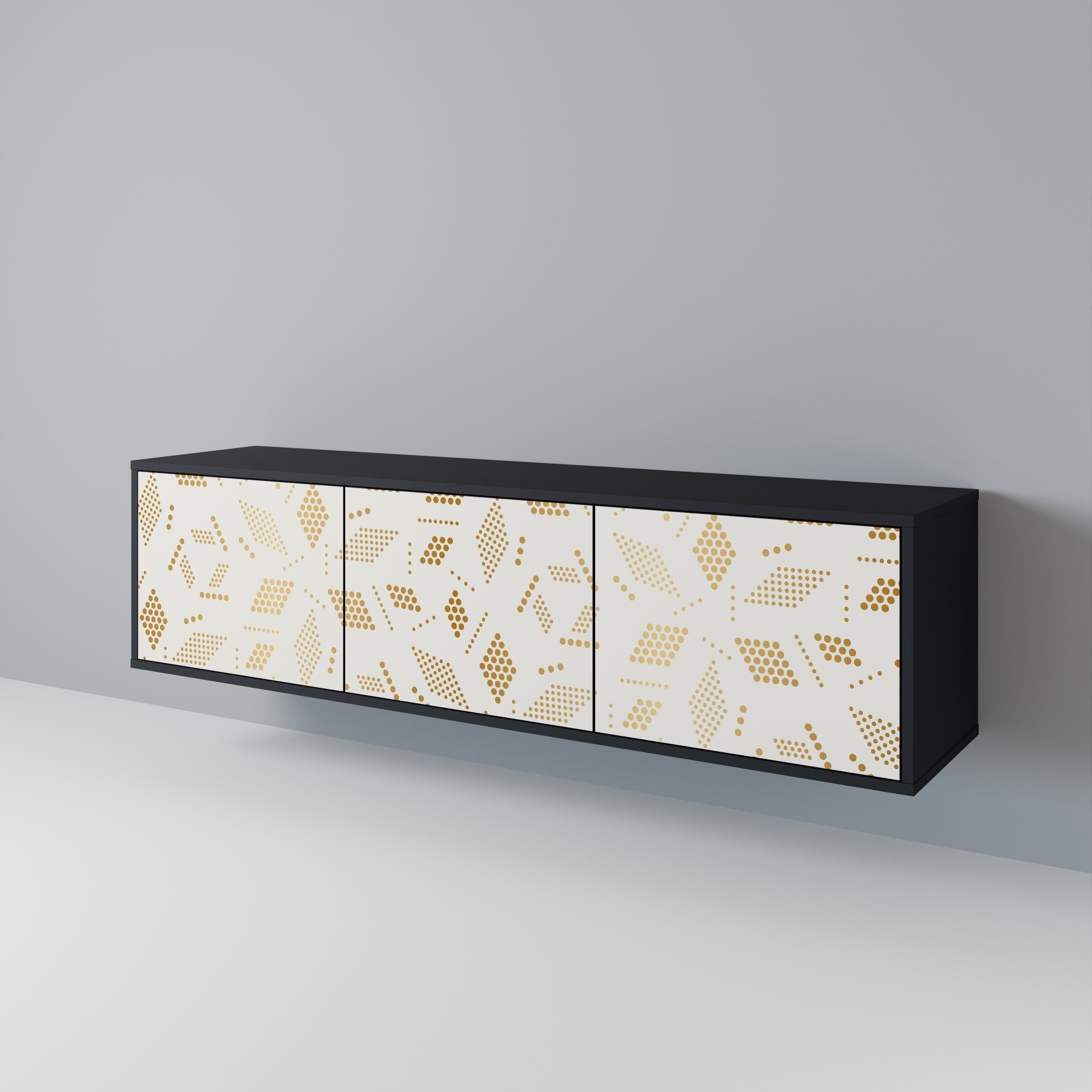 SPOTTED DAZE Móvel de TV com 3 Portas em Acabamento Preto