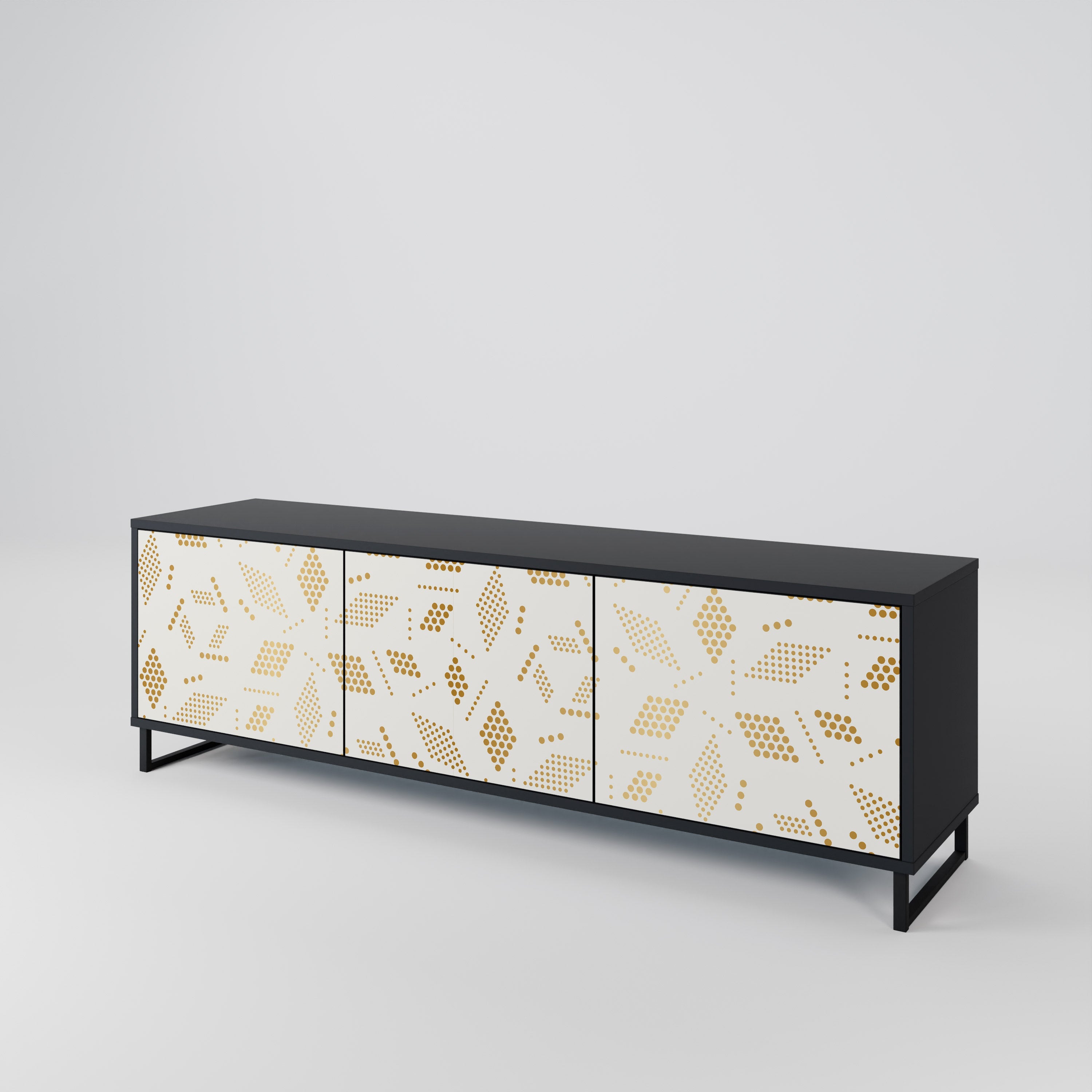 SPOTTED DAZE Móvel de TV com 3 Portas em Acabamento Preto