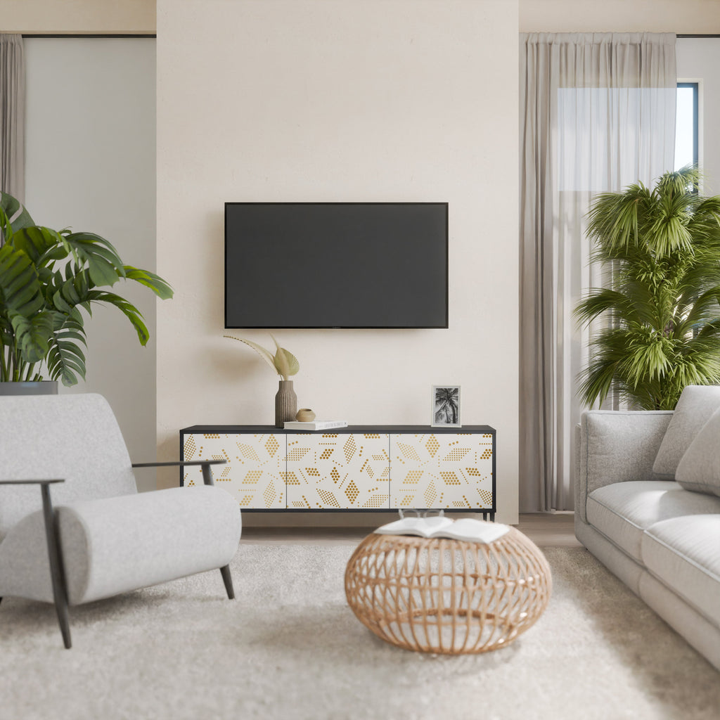 SPOTTED DAZE Móvel de TV com 3 Portas em Acabamento Preto