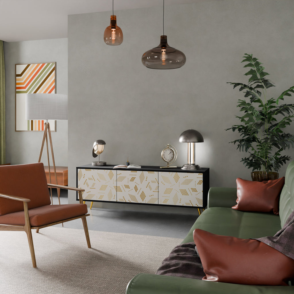 SPOTTED DAZE Móvel de TV com 3 Portas em Acabamento Preto