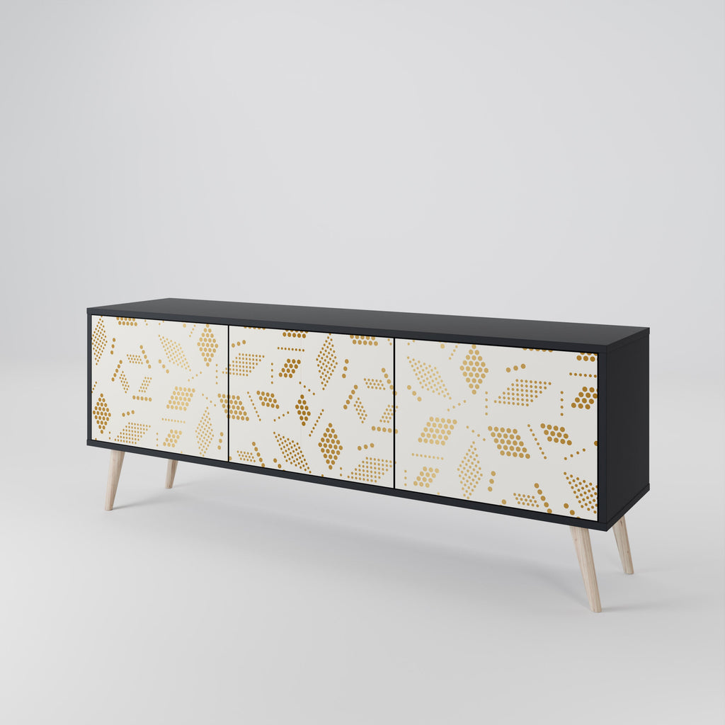 SPOTTED DAZE Móvel de TV com 3 Portas em Acabamento Preto