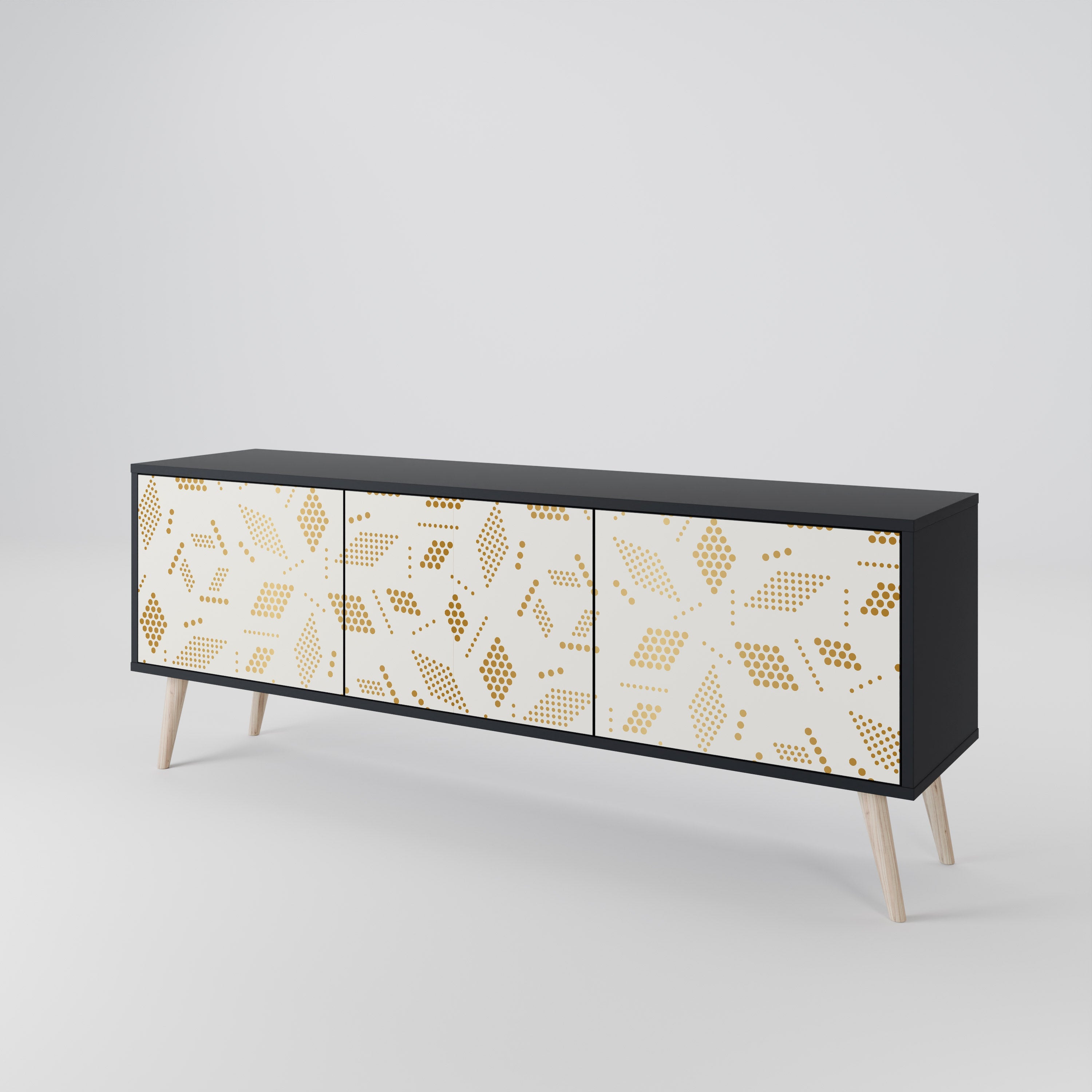 SPOTTED DAZE Móvel de TV com 3 Portas em Acabamento Preto