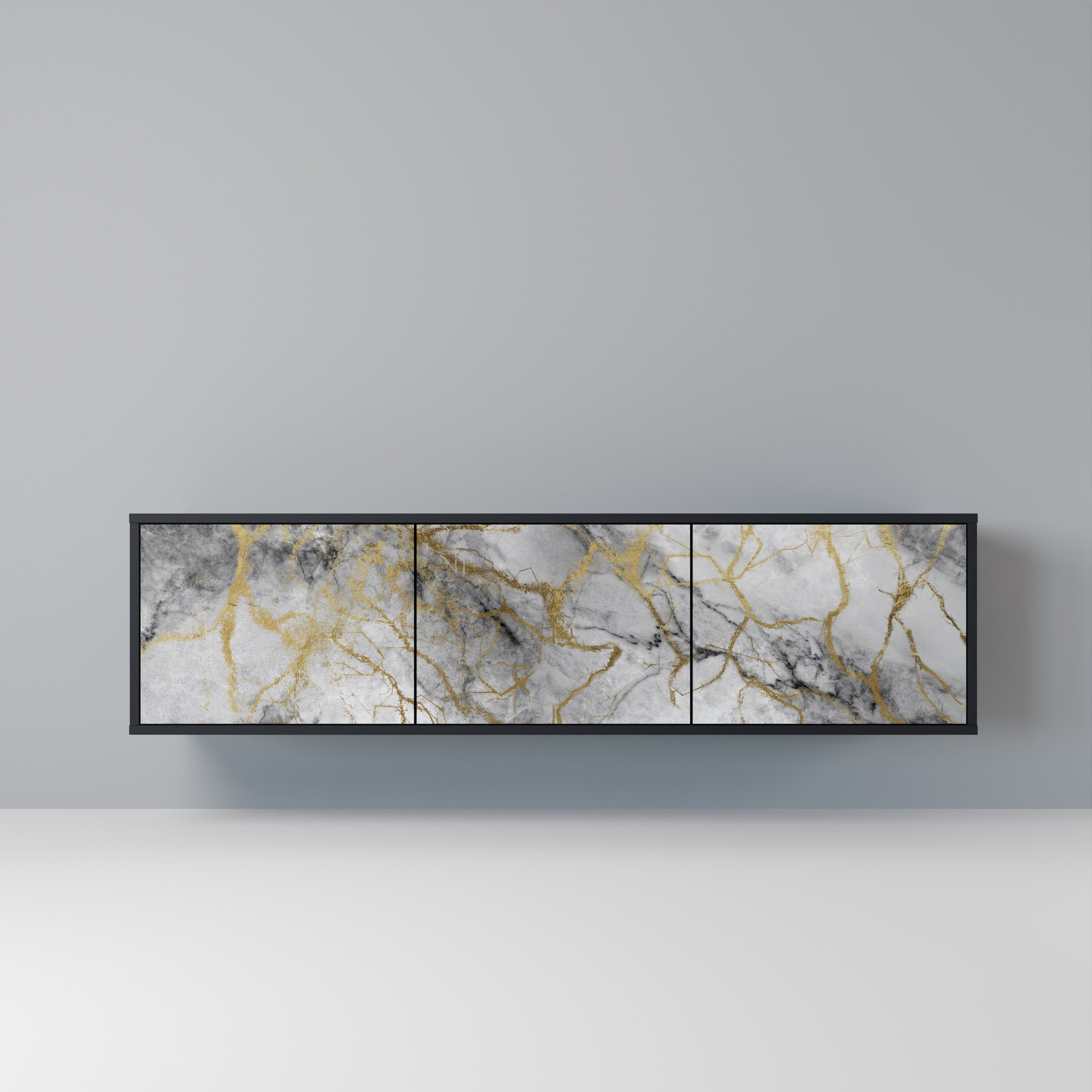 TIMELESS GLIDE Móvel de TV com 3 Portas em Acabamento Preto