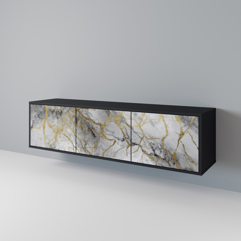 TIMELESS GLIDE Móvel de TV com 3 Portas em Acabamento Preto