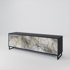 TIMELESS GLIDE Móvel de TV com 3 Portas em Acabamento Preto