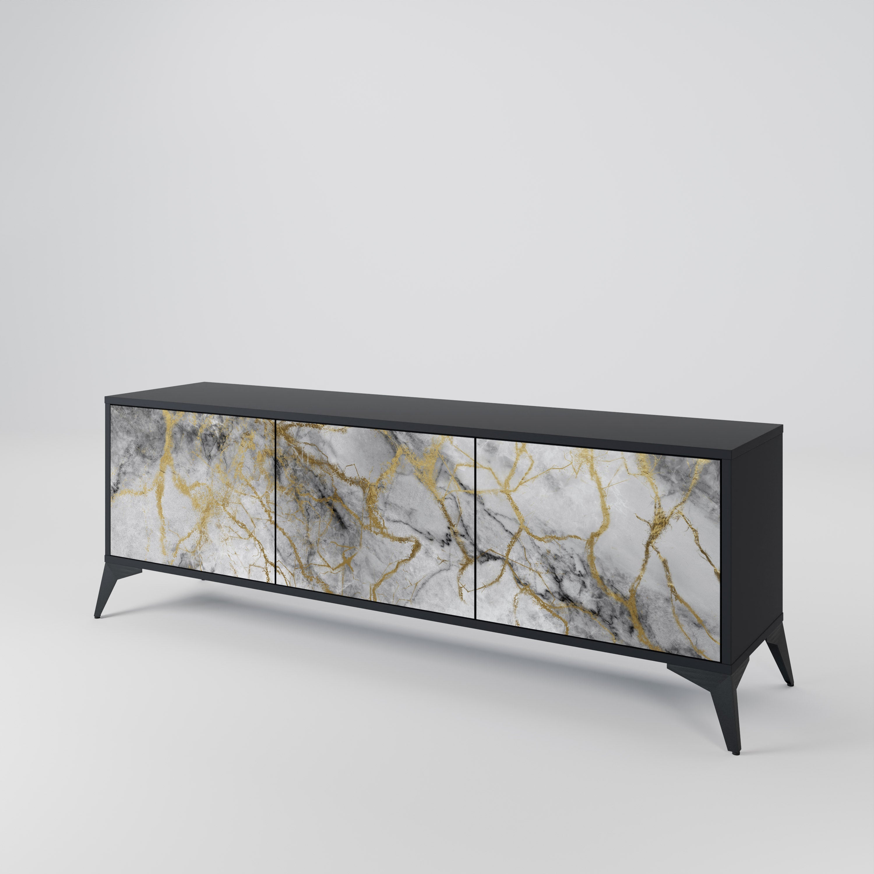 TIMELESS GLIDE Móvel de TV com 3 Portas em Acabamento Preto