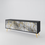 TIMELESS GLIDE Móvel de TV com 3 Portas em Acabamento Preto