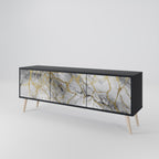 TIMELESS GLIDE Móvel de TV com 3 Portas em Acabamento Preto