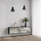 TIMELESS GLIDE Móvel de TV com 3 Portas em Acabamento Preto