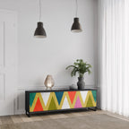 COLORFUL TRIANGLES Móvel de TV com 3 Portas em Acabamento Preto
