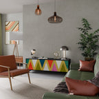 COLORFUL TRIANGLES Móvel de TV com 3 Portas em Acabamento Preto