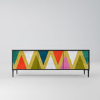 COLORFUL TRIANGLES Móvel de TV com 3 Portas em Acabamento Preto