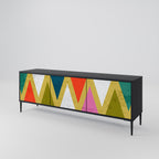 COLORFUL TRIANGLES Móvel de TV com 3 Portas em Acabamento Preto