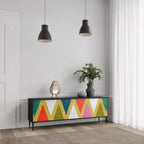 COLORFUL TRIANGLES Móvel de TV com 3 Portas em Acabamento Preto