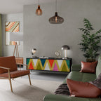 COLORFUL TRIANGLES Móvel de TV com 3 Portas em Acabamento Preto