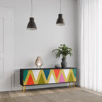 COLORFUL TRIANGLES Móvel de TV com 3 Portas em Acabamento Preto