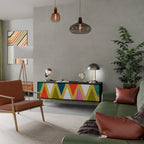 COLORFUL TRIANGLES Móvel de TV com 3 Portas em Acabamento Preto