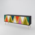 COLORFUL TRIANGLES Móvel de TV com 3 Portas em Acabamento Preto