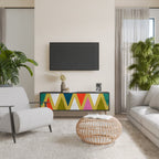 COLORFUL TRIANGLES Móvel de TV com 3 Portas em Acabamento Preto