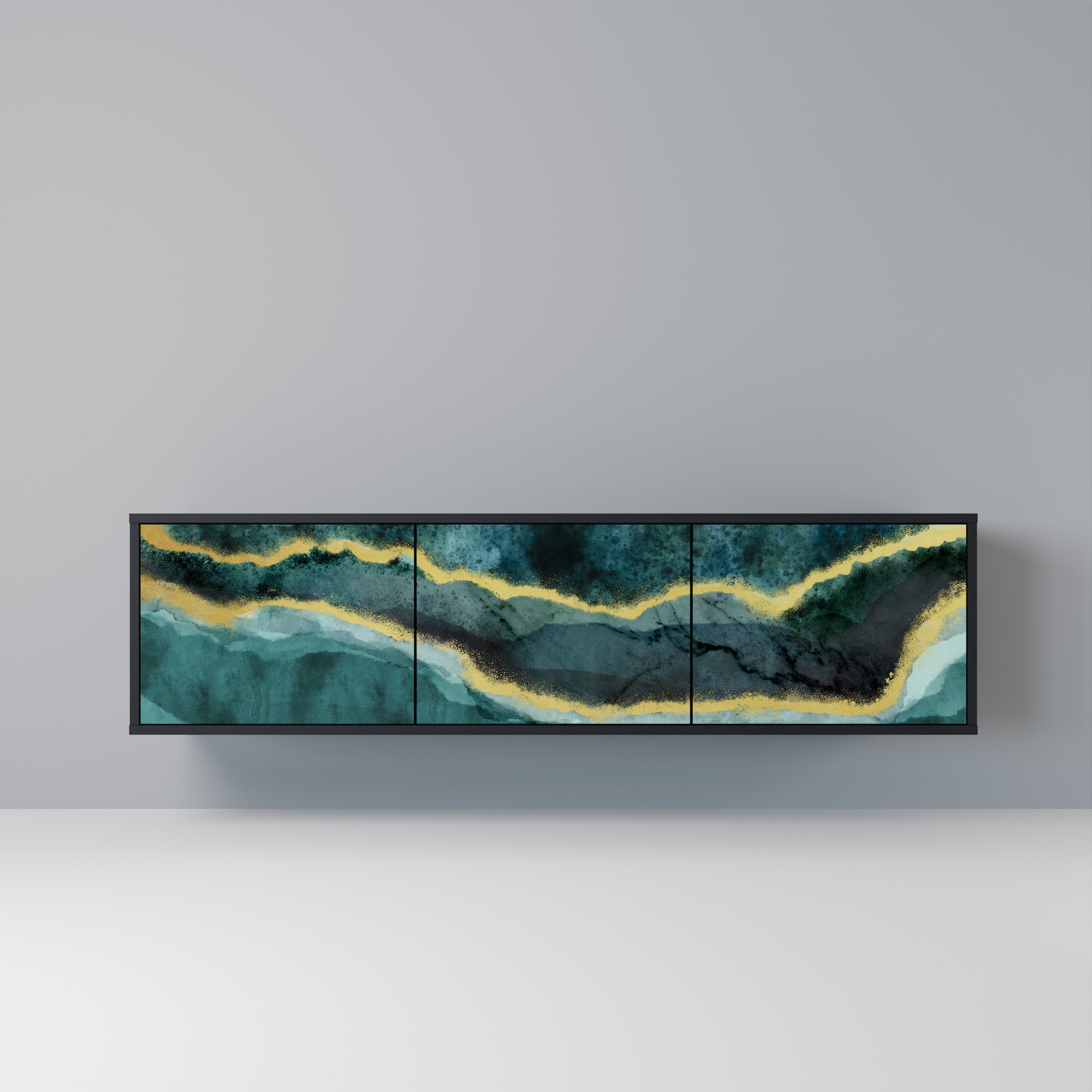 GOLDRUSH ODYSSEY Móvel de TV com 3 Portas em Acabamento Preto