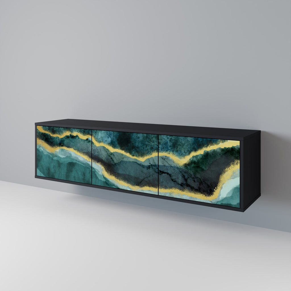 GOLDRUSH ODYSSEY Móvel de TV com 3 Portas em Acabamento Preto