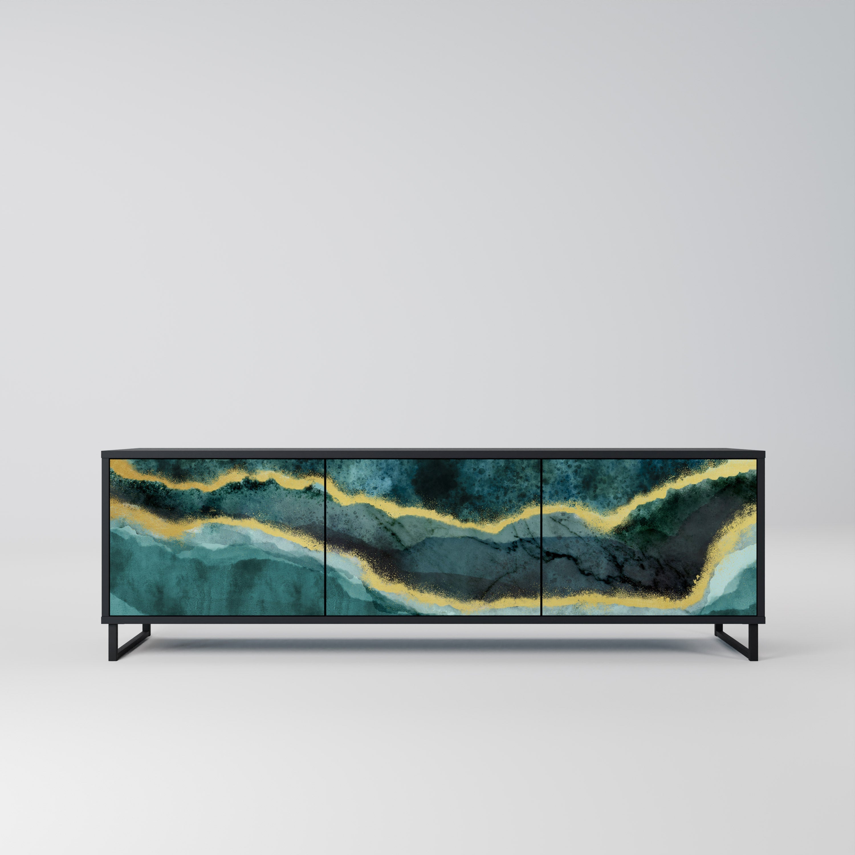 GOLDRUSH ODYSSEY Móvel de TV com 3 Portas em Acabamento Preto