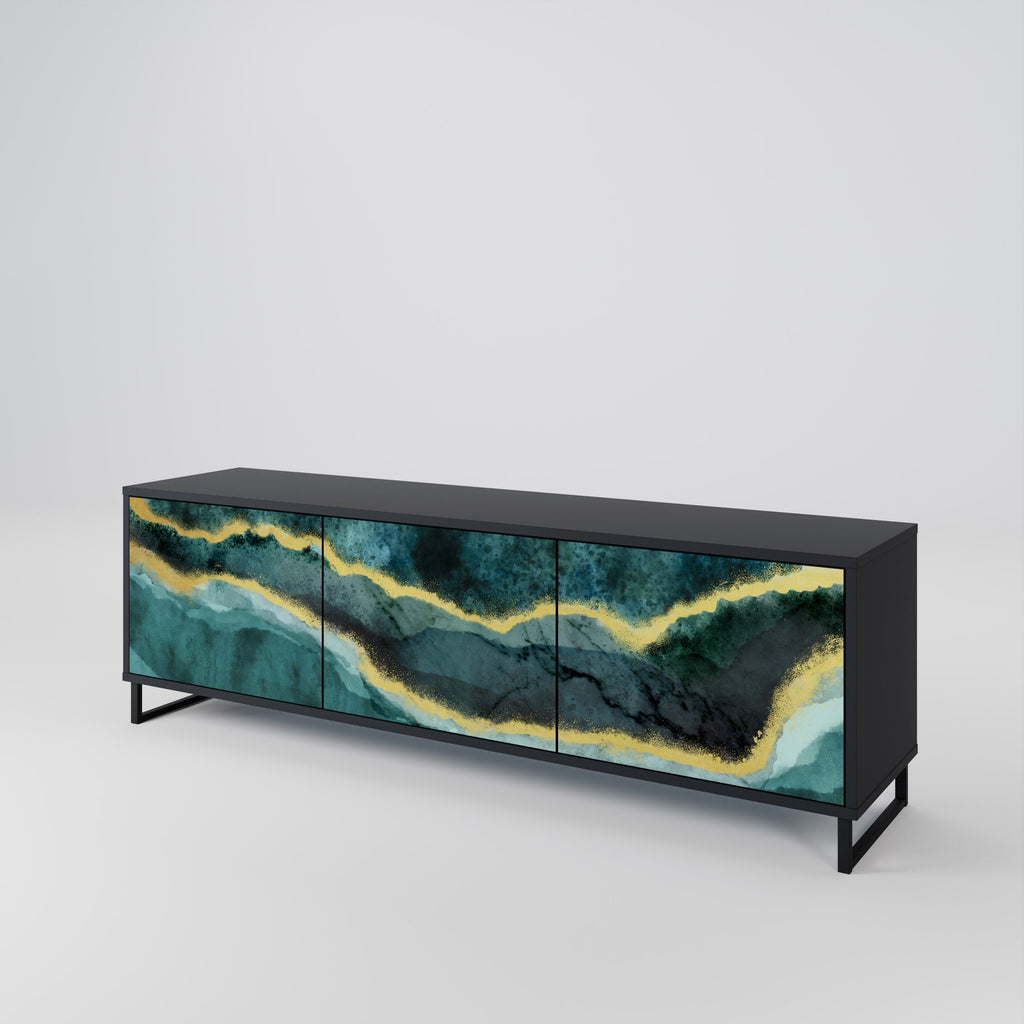 GOLDRUSH ODYSSEY Móvel de TV com 3 Portas em Acabamento Preto