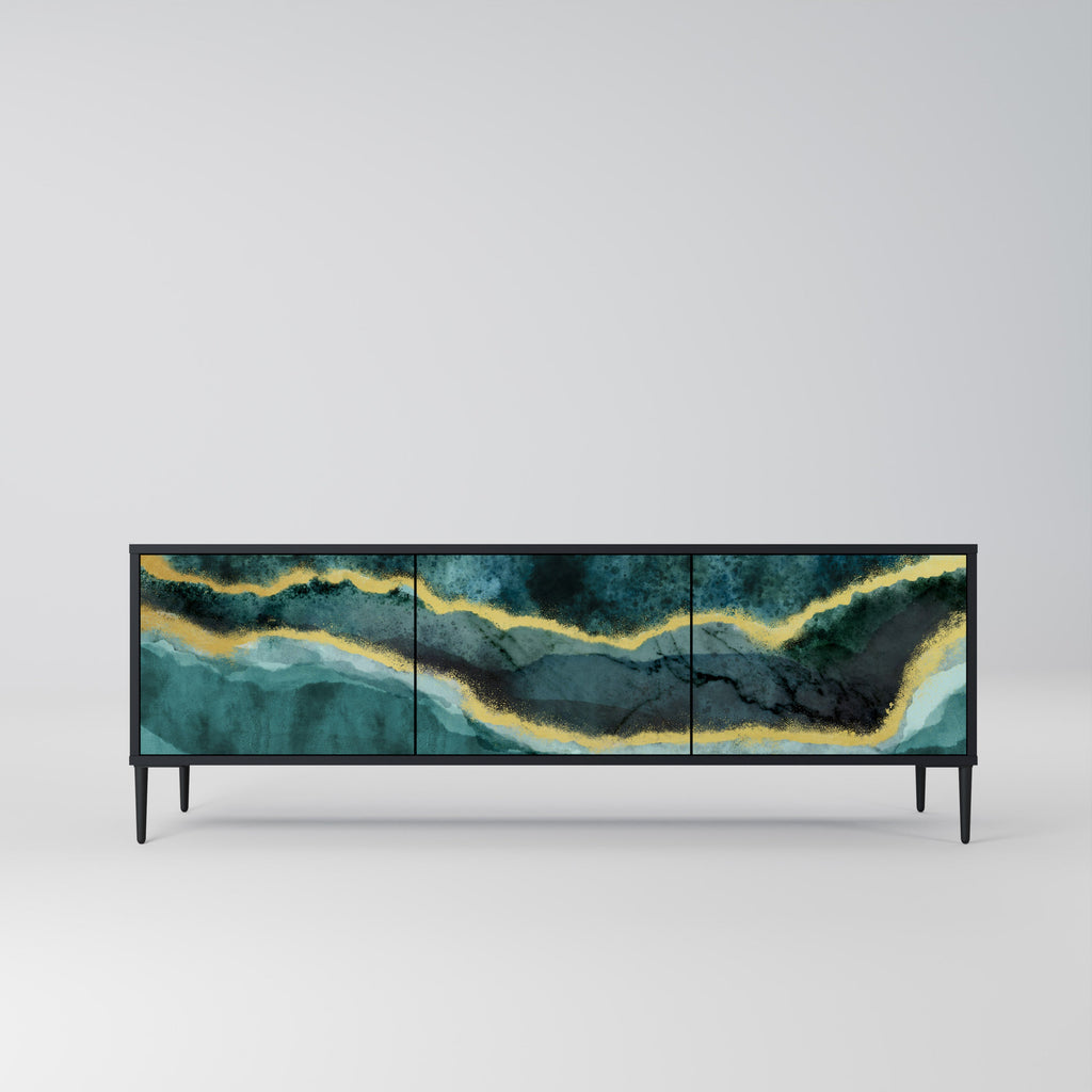 GOLDRUSH ODYSSEY Móvel de TV com 3 Portas em Acabamento Preto