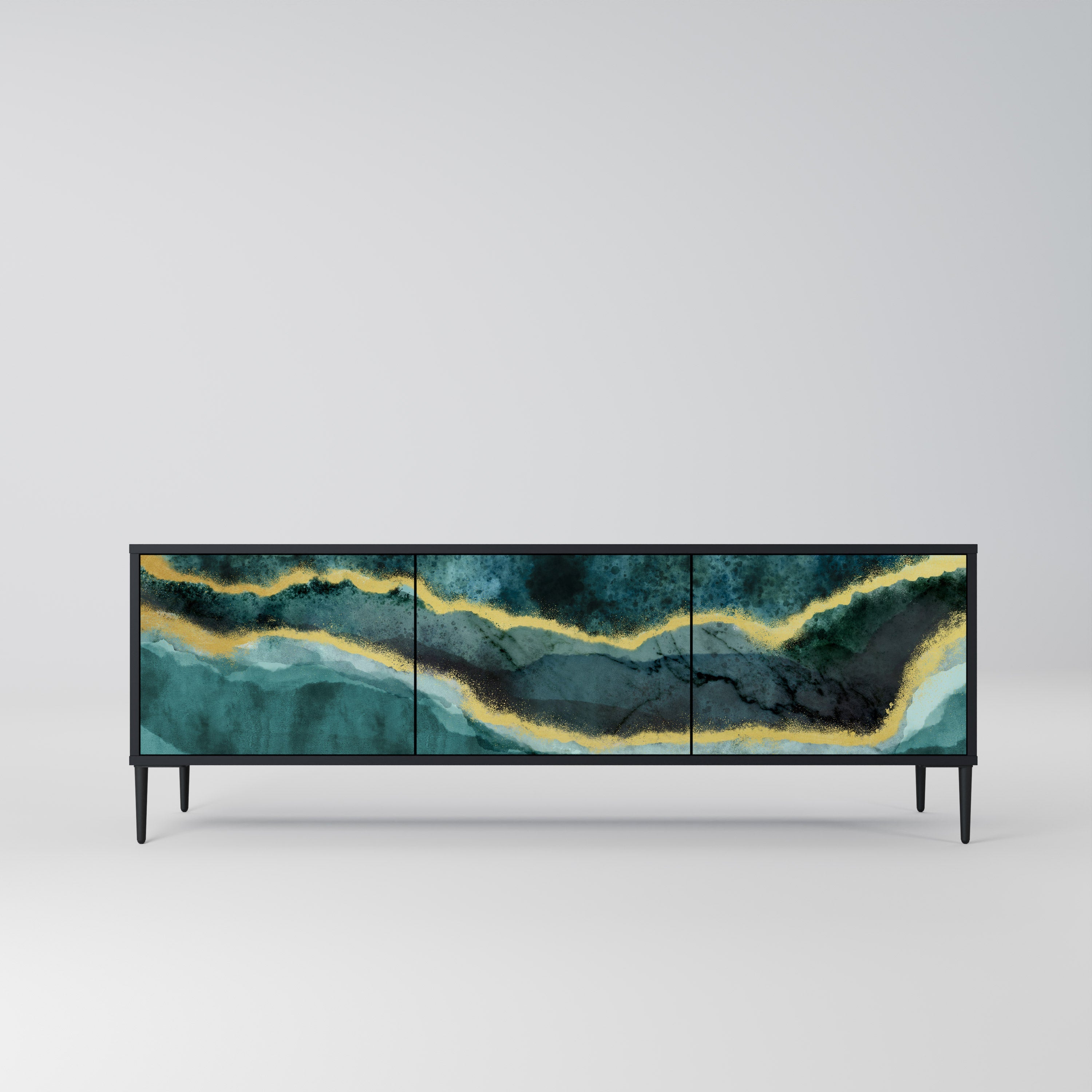 GOLDRUSH ODYSSEY Móvel de TV com 3 Portas em Acabamento Preto