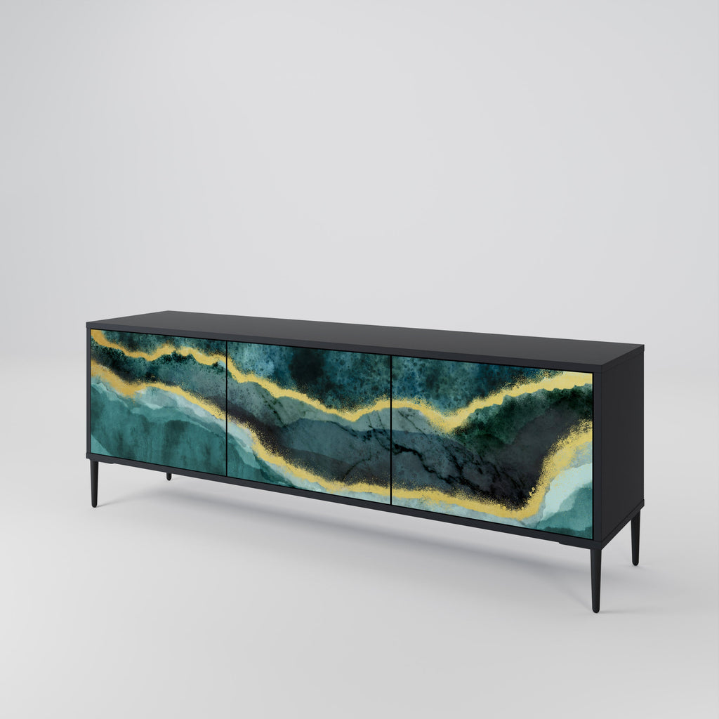 GOLDRUSH ODYSSEY Móvel de TV com 3 Portas em Acabamento Preto