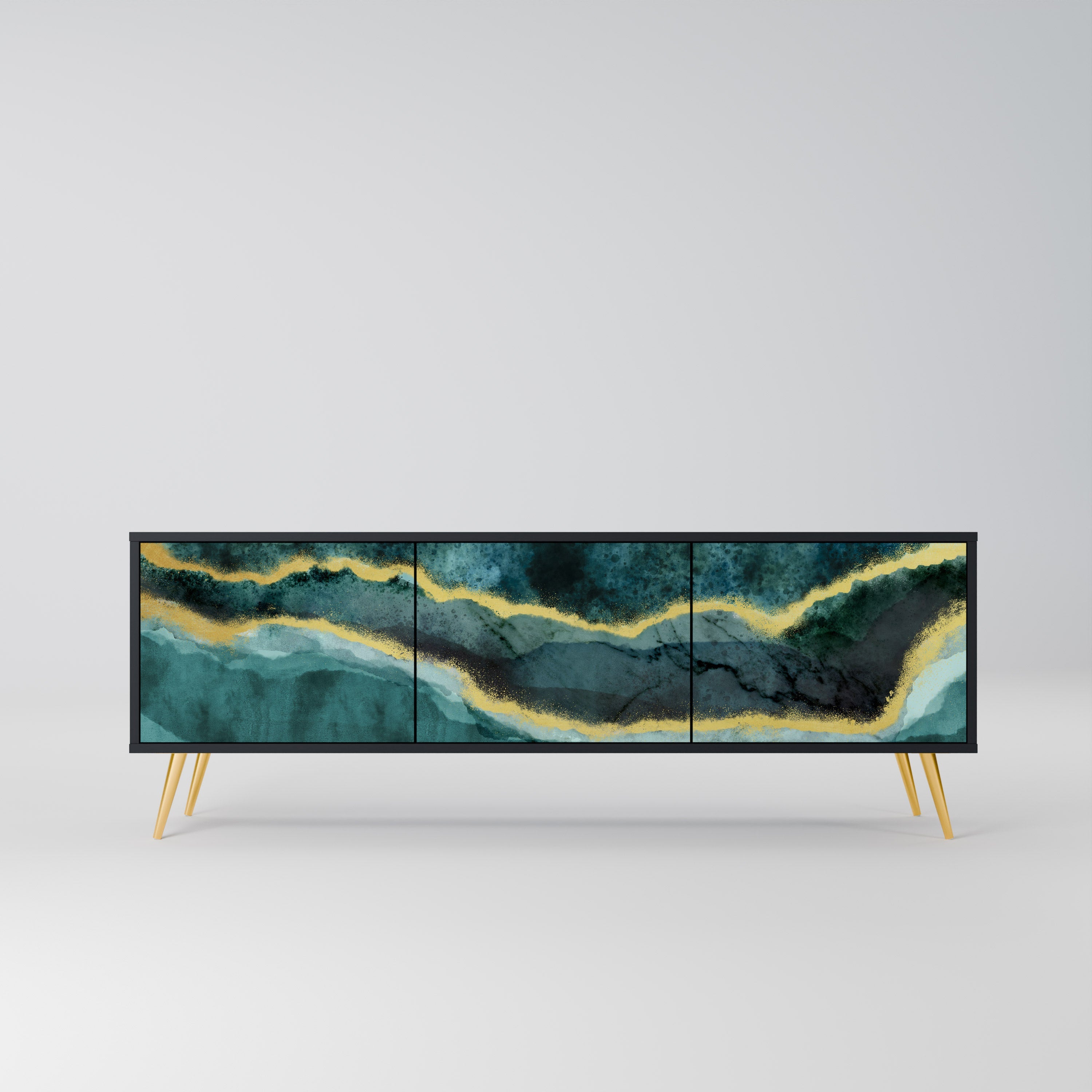 GOLDRUSH ODYSSEY Móvel de TV com 3 Portas em Acabamento Preto