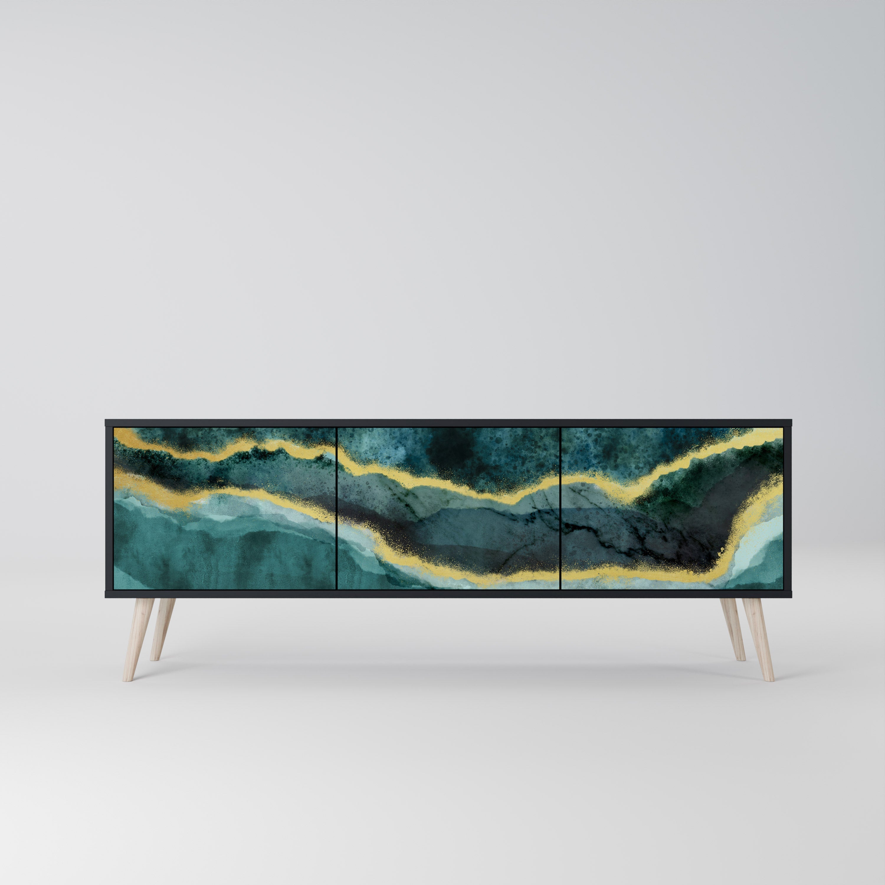 GOLDRUSH ODYSSEY Móvel de TV com 3 Portas em Acabamento Preto