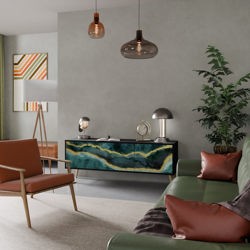 GOLDRUSH ODYSSEY Móvel de TV com 3 Portas em Acabamento Preto