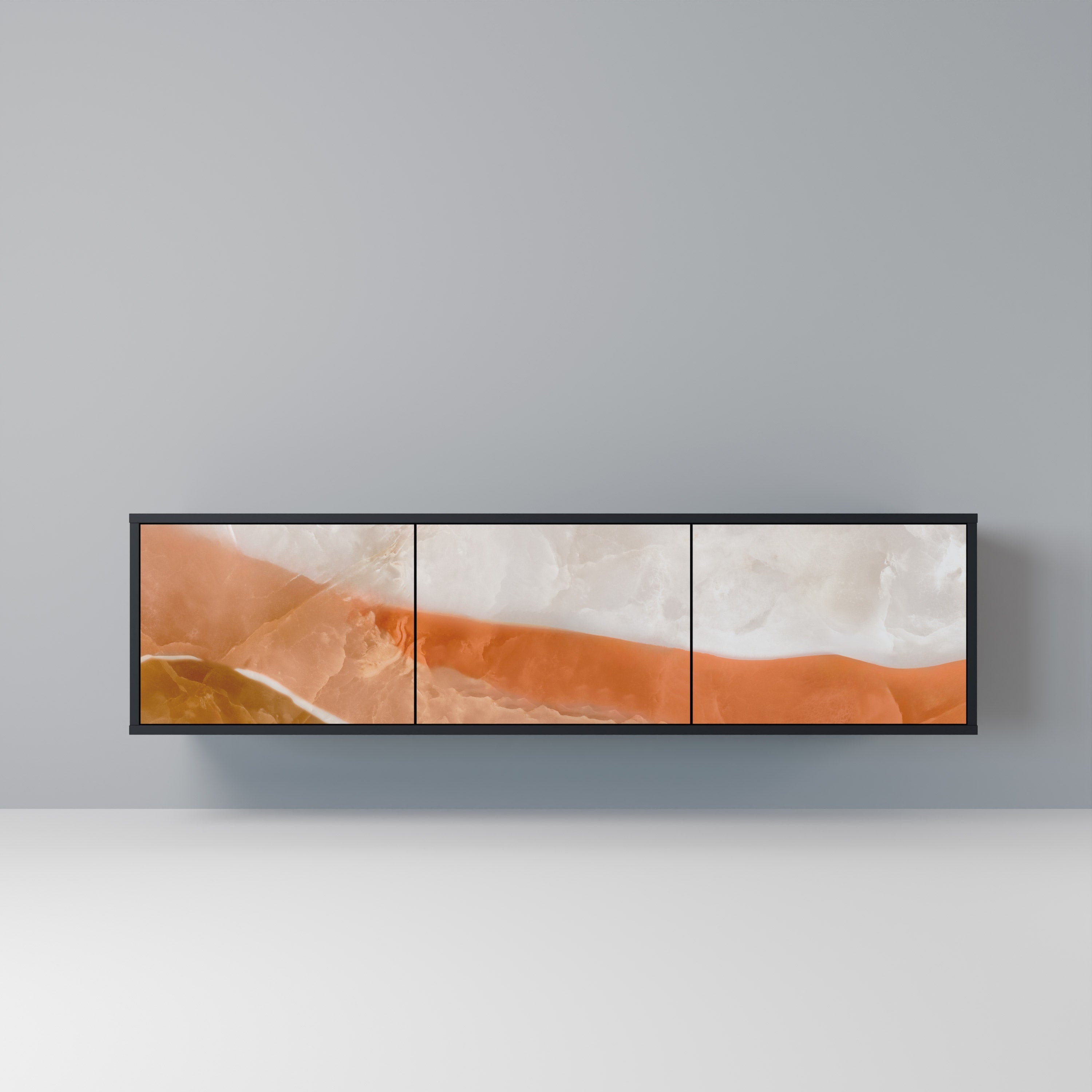 SANDHILLS SPLENDOUR Móvel de TV com 3 Portas em Acabamento Preto