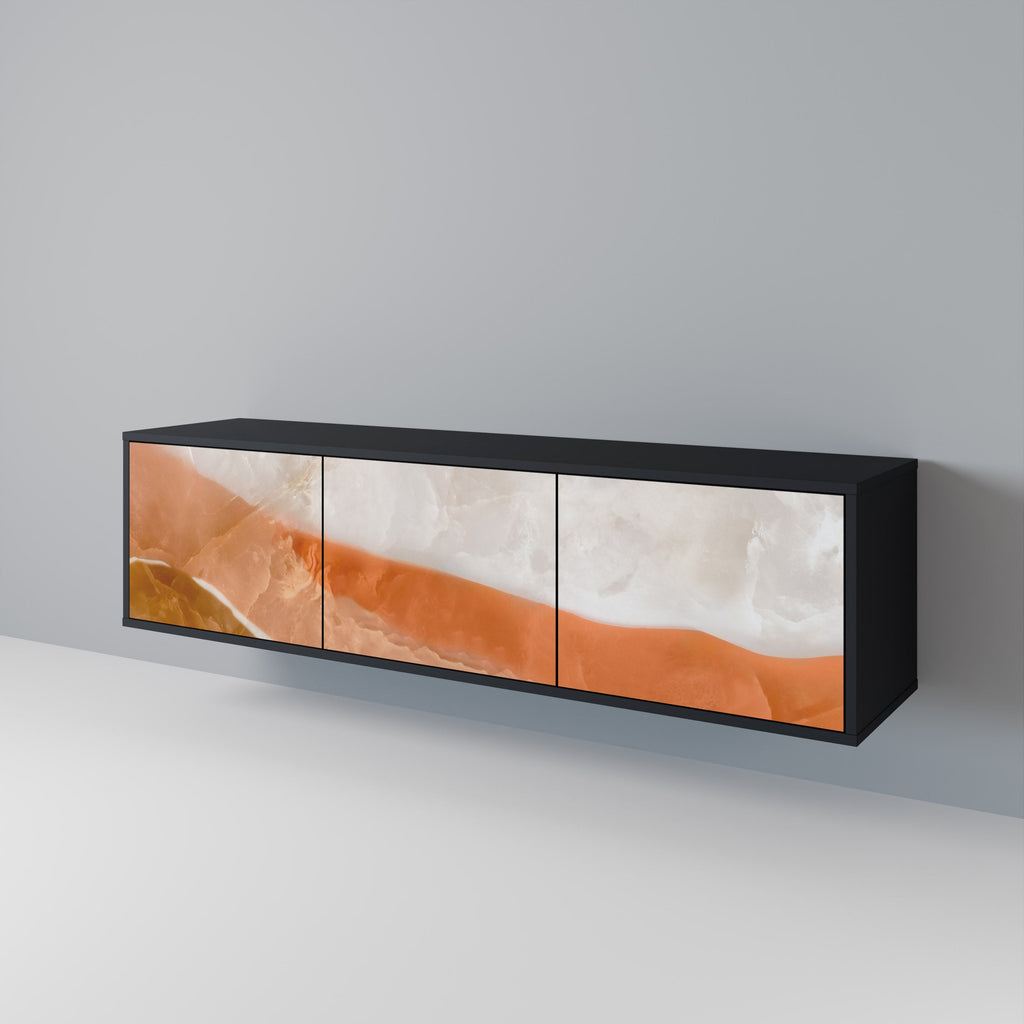 SANDHILLS SPLENDOUR Móvel de TV com 3 Portas em Acabamento Preto