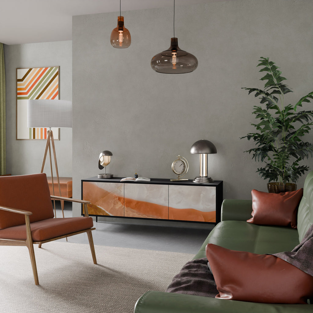 SANDHILLS SPLENDOUR Móvel de TV com 3 Portas em Acabamento Preto