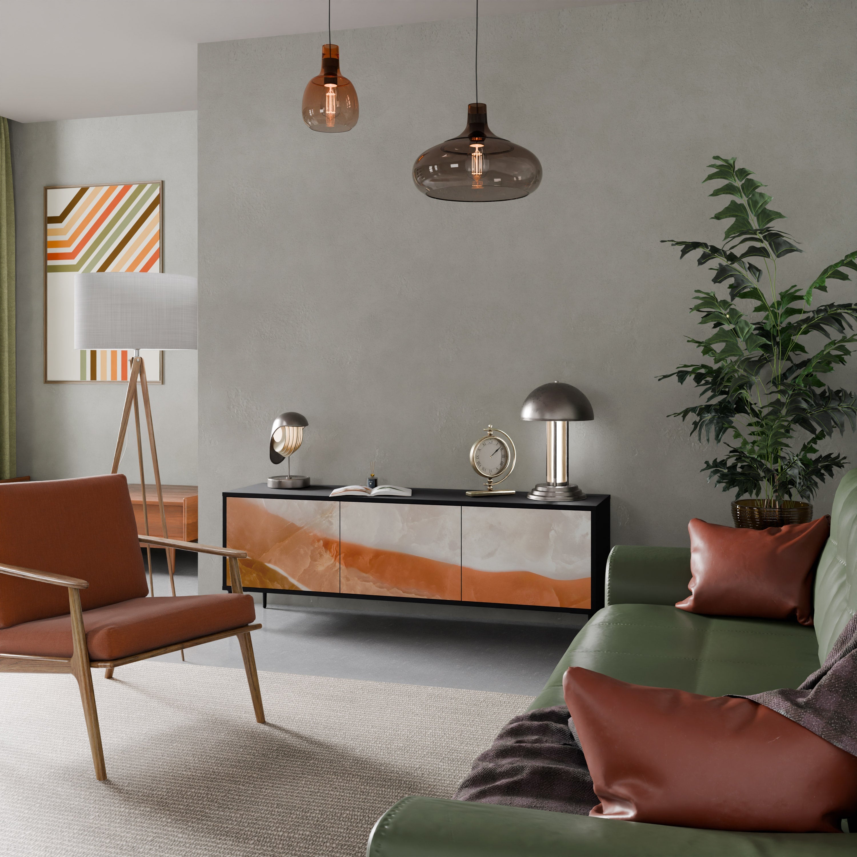 SANDHILLS SPLENDOUR Móvel de TV com 3 Portas em Acabamento Preto