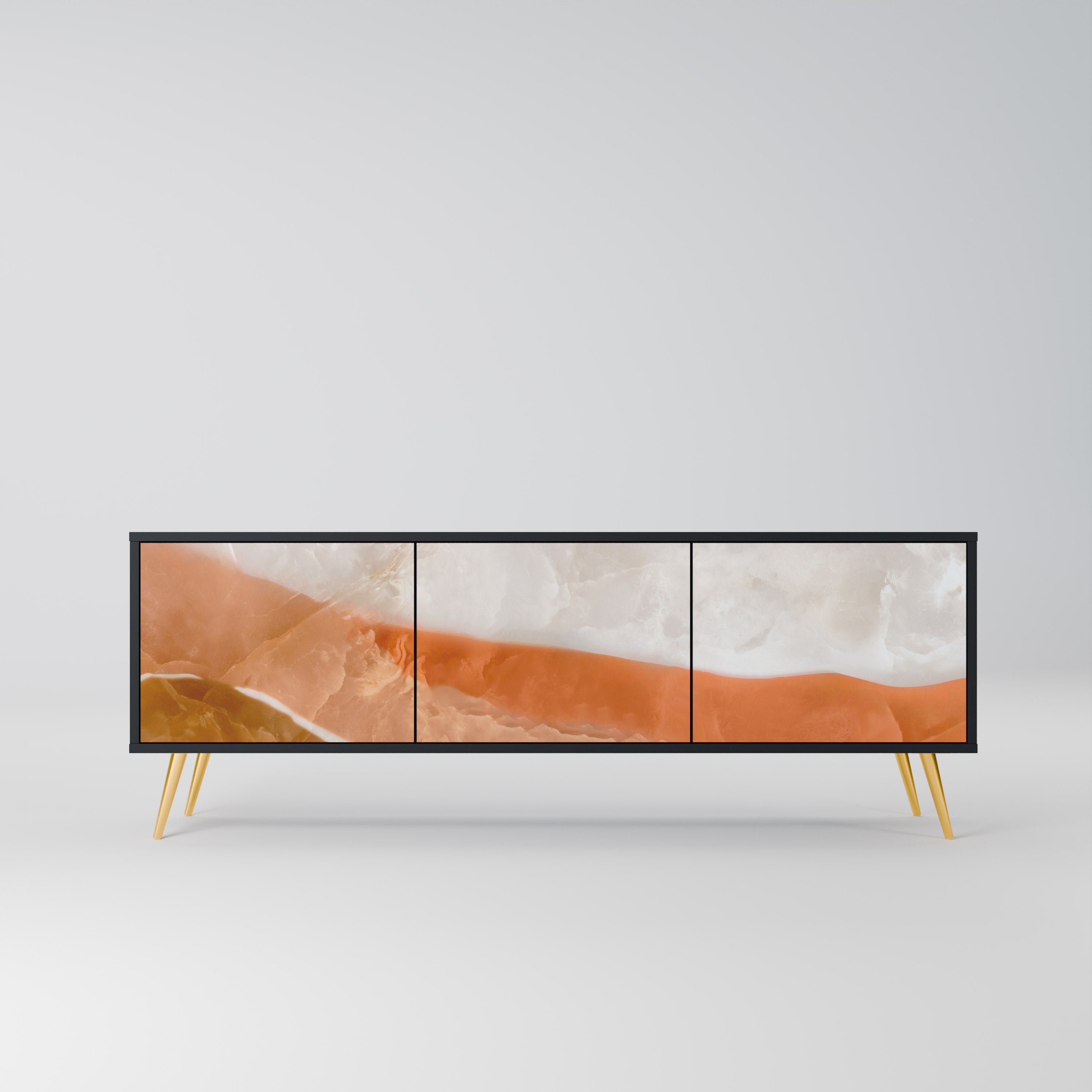 SANDHILLS SPLENDOUR Móvel de TV com 3 Portas em Acabamento Preto