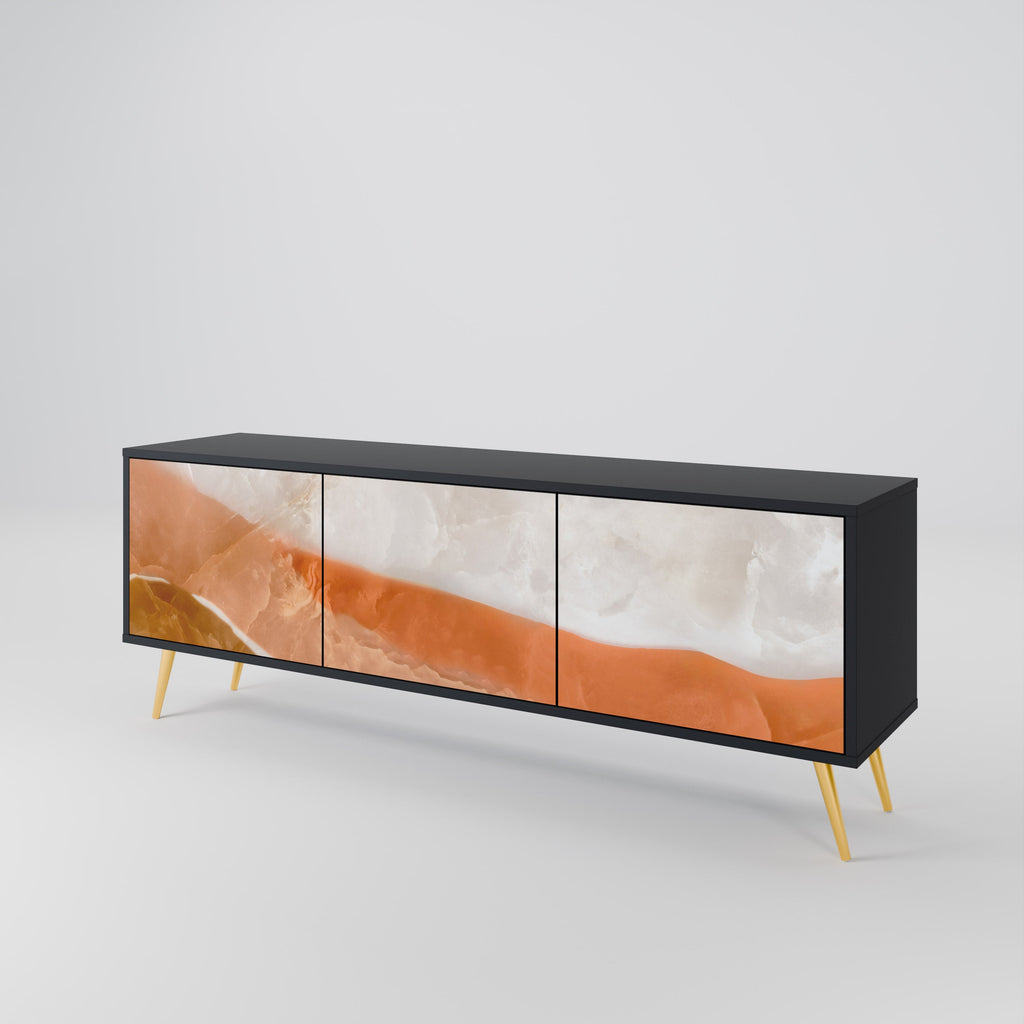 SANDHILLS SPLENDOUR Móvel de TV com 3 Portas em Acabamento Preto