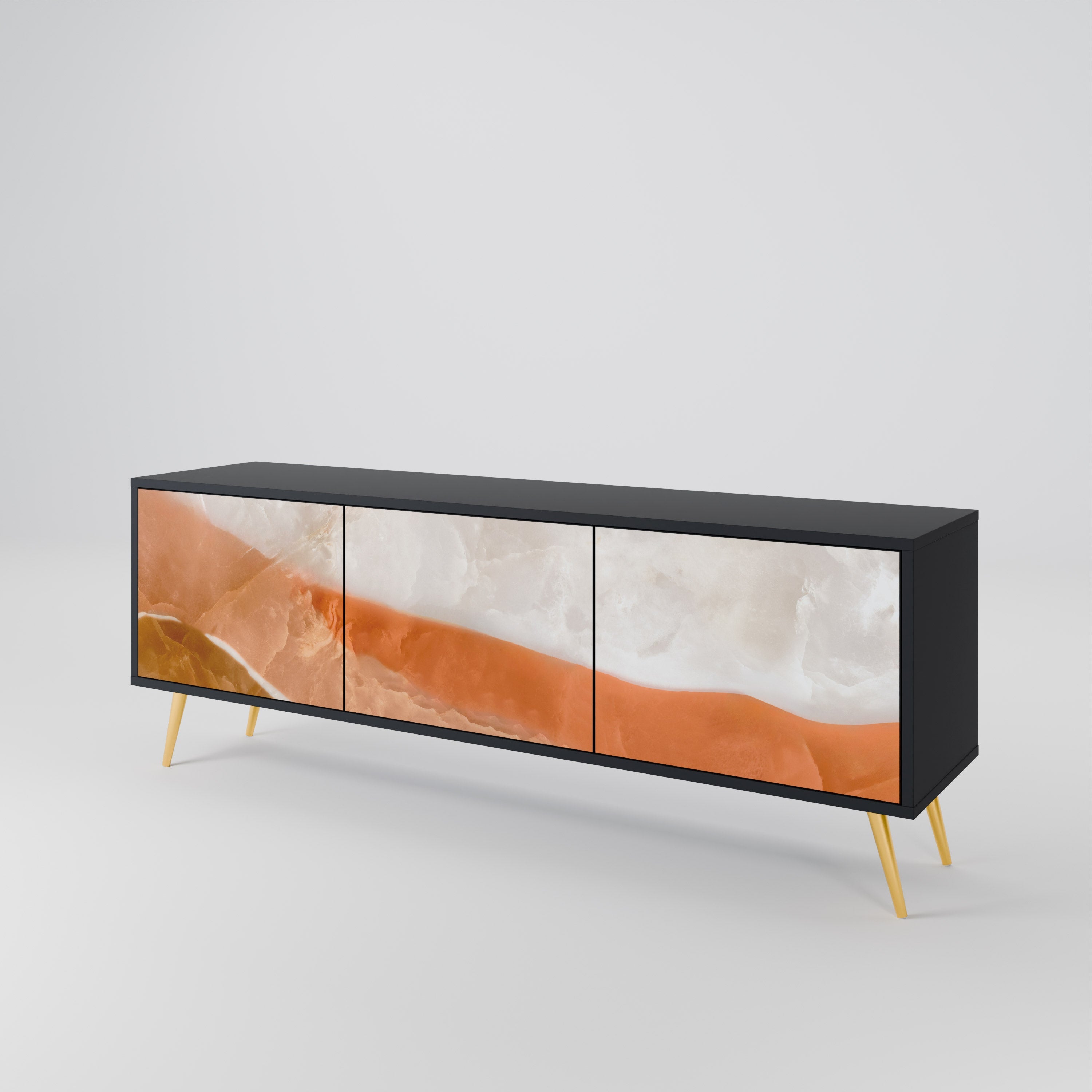 SANDHILLS SPLENDOUR Móvel de TV com 3 Portas em Acabamento Preto