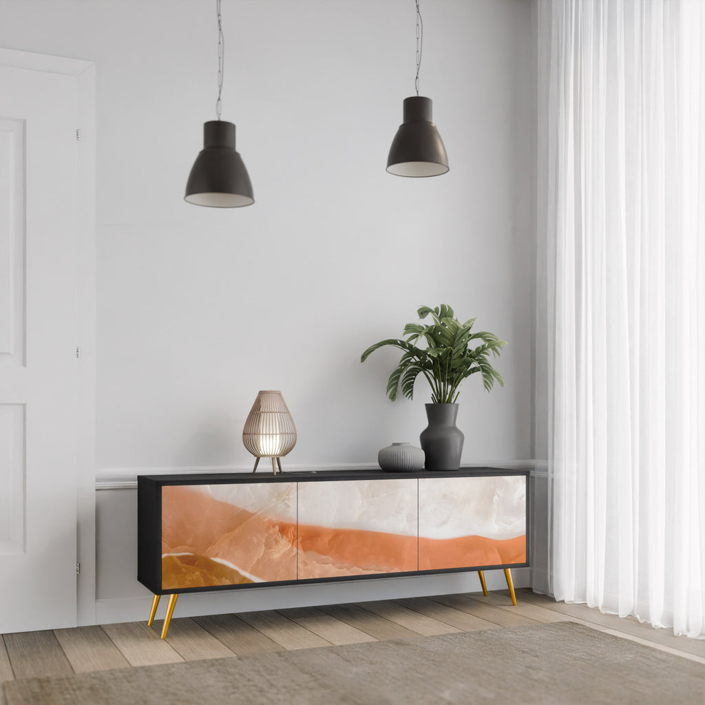 SANDHILLS SPLENDOUR Móvel de TV com 3 Portas em Acabamento Preto