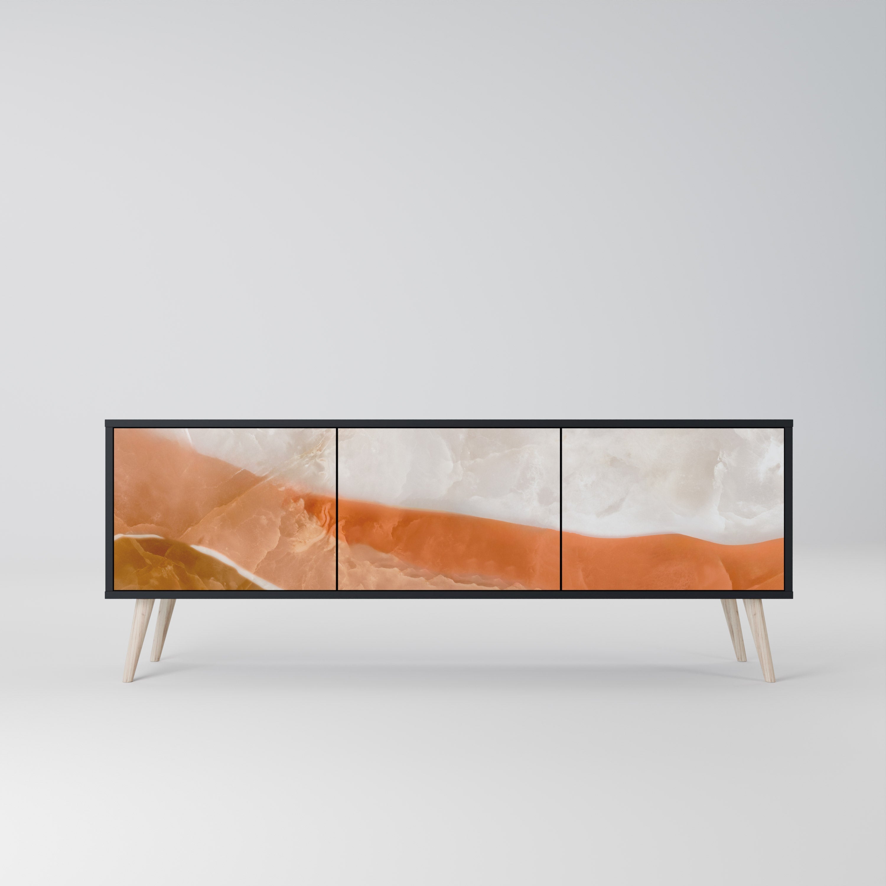 SANDHILLS SPLENDOUR Móvel de TV com 3 Portas em Acabamento Preto