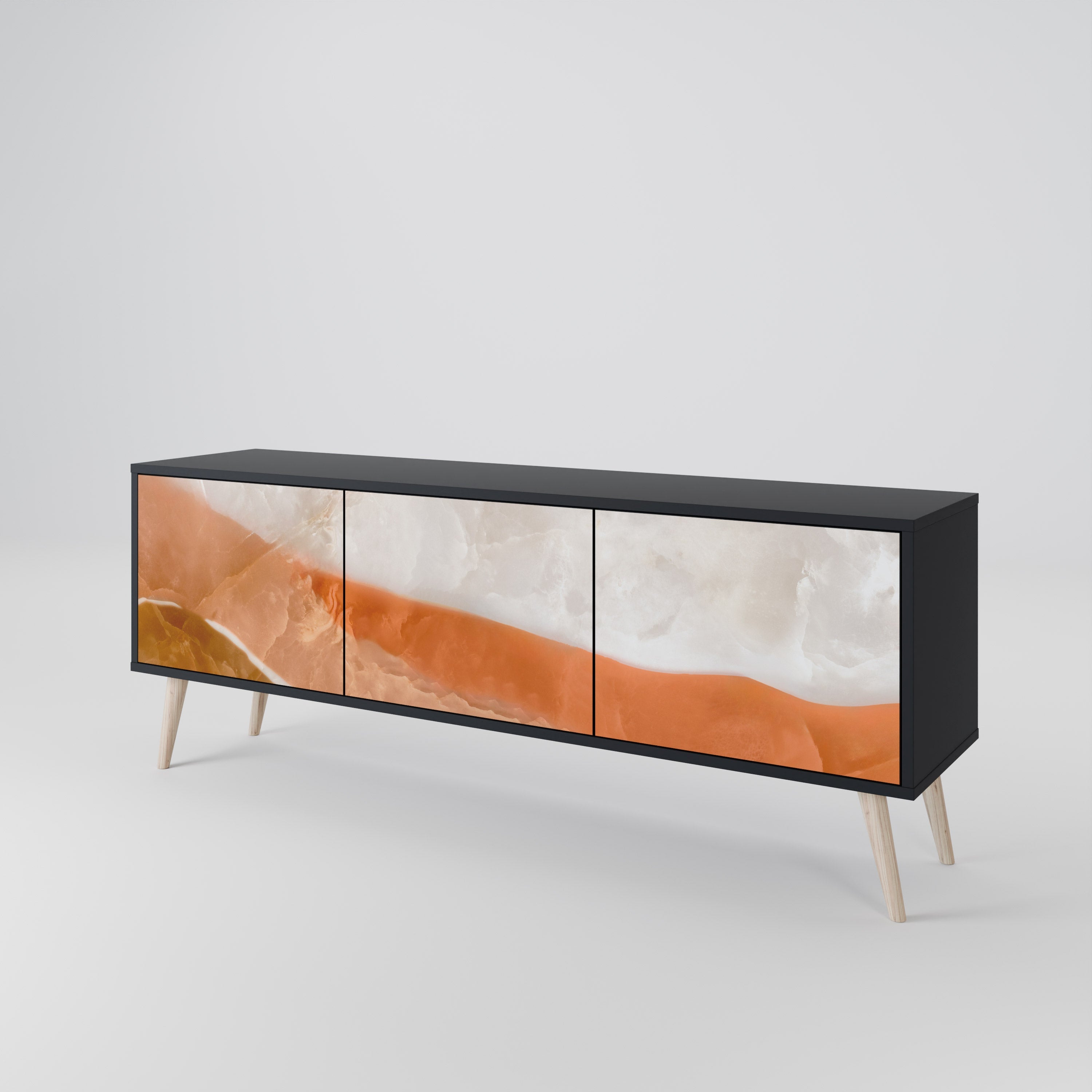 SANDHILLS SPLENDOUR Móvel de TV com 3 Portas em Acabamento Preto