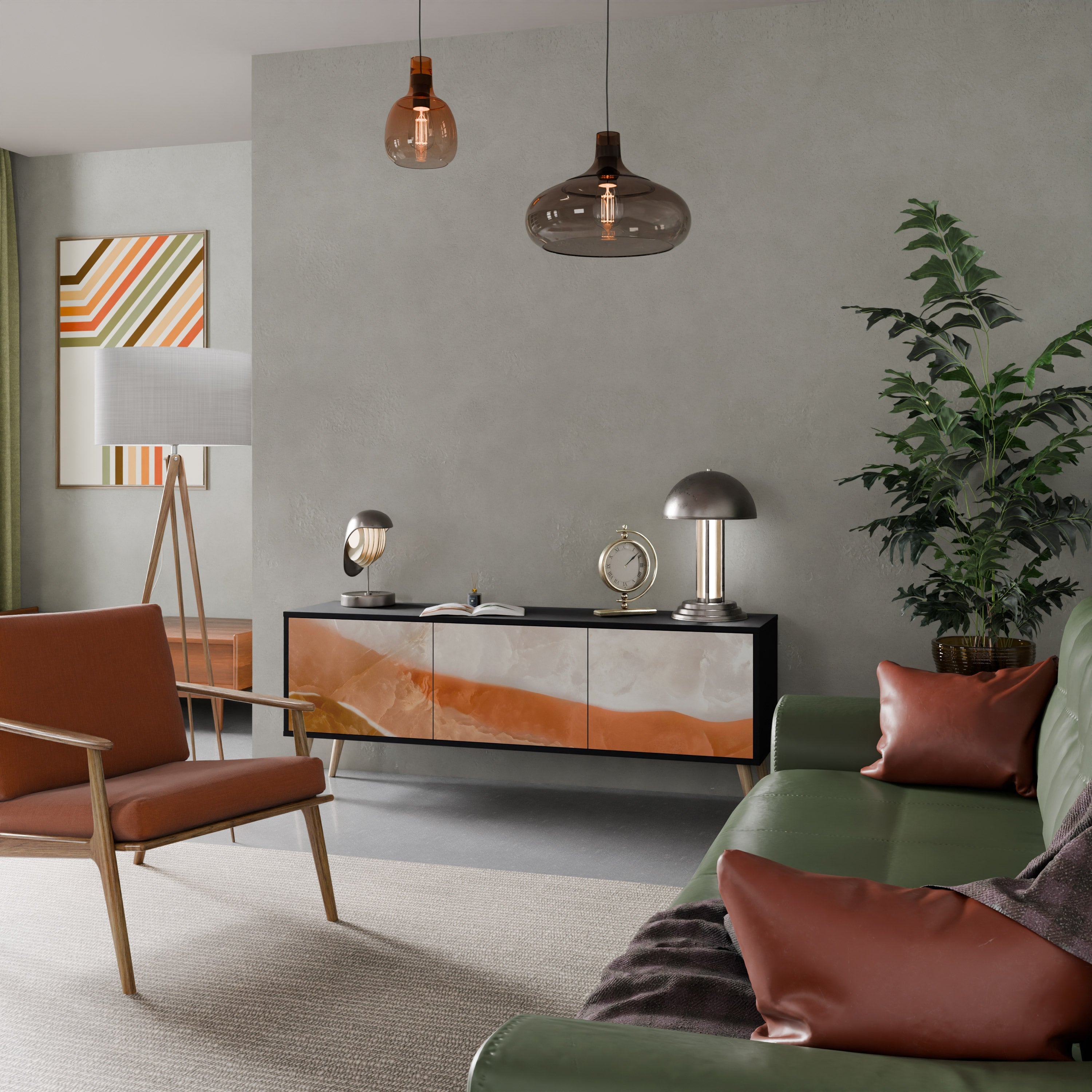 SANDHILLS SPLENDOUR Móvel de TV com 3 Portas em Acabamento Preto