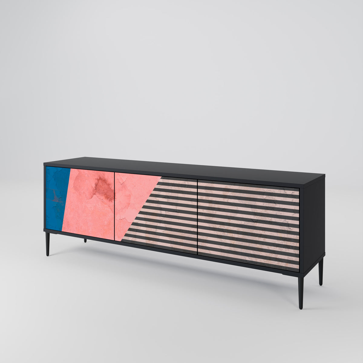 GLAMOROUS STRIPE 3-Door TV Cabinet