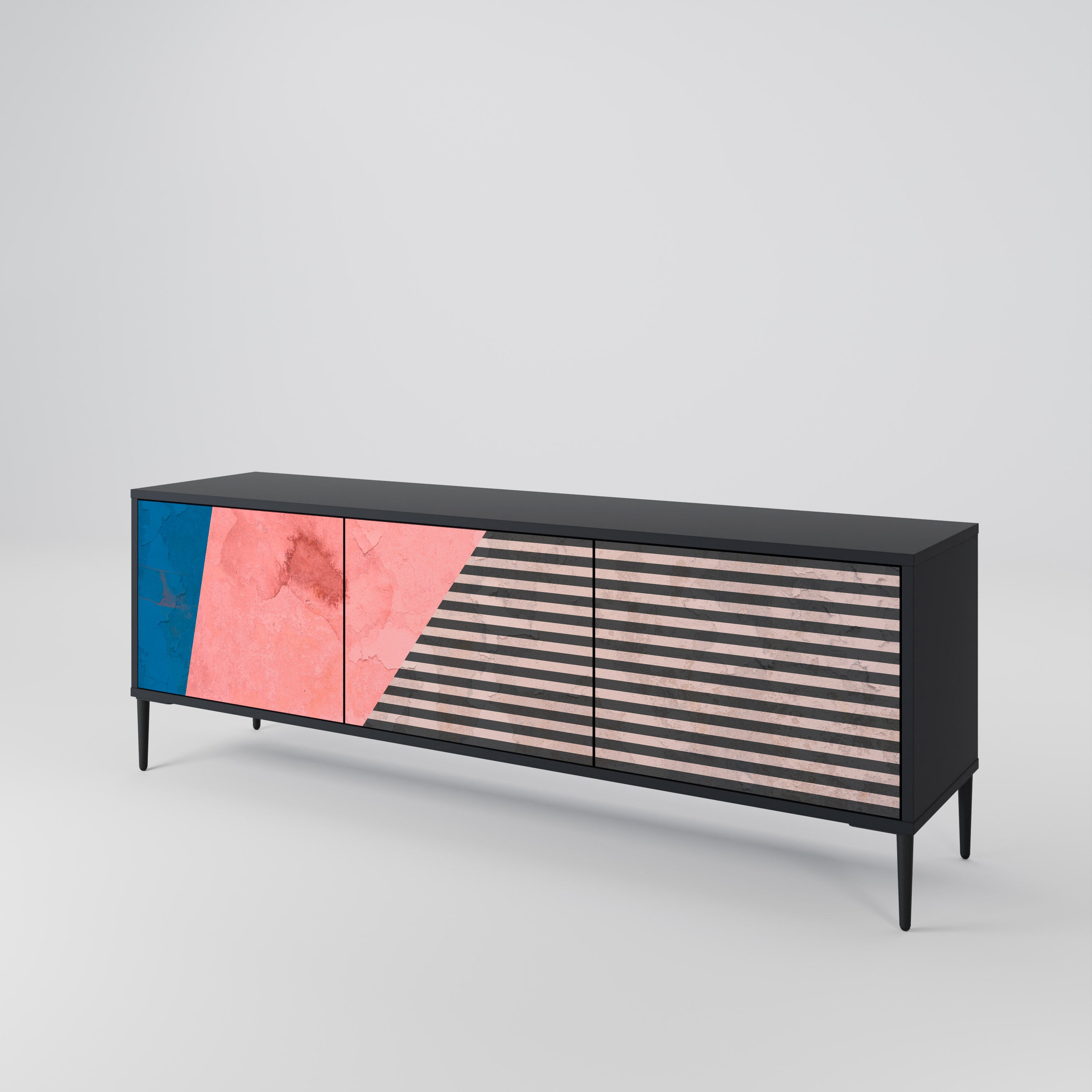 GLAMOROUS STRIPE 3-Door TV Cabinet